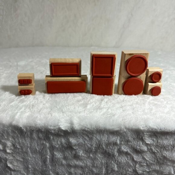 Stampin Up! 2003 Wood-Mounted Rubber Stamps - Set of 7 Simple Shapes 10 Piece - Picture 6 of 8